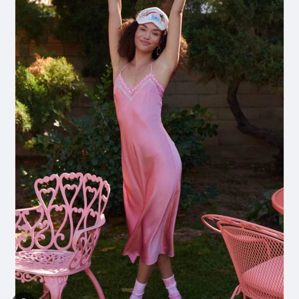 LoveShackFancy x Morgan Lane Slip Dress Stella Pink